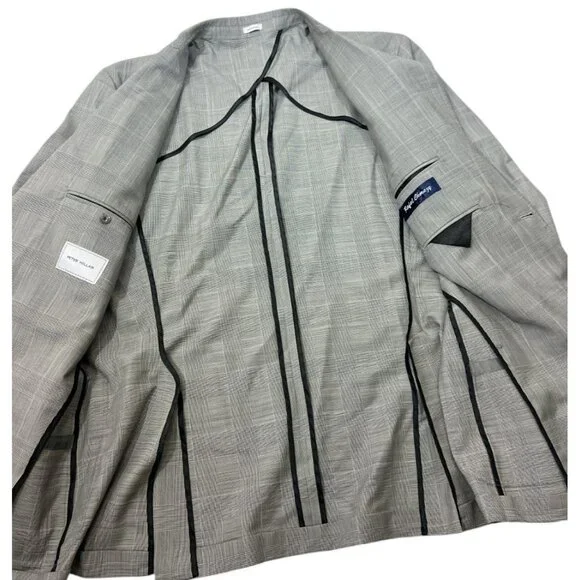 Petter Millar Bespoke Sport Coat Jacket Gray Glen Plaid Men's 44L NWT Nice